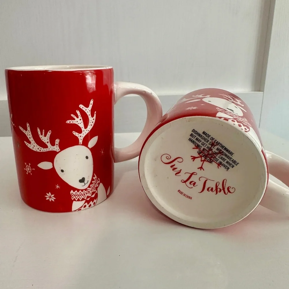Sur La Table Red Reindeer Espresso Mugs